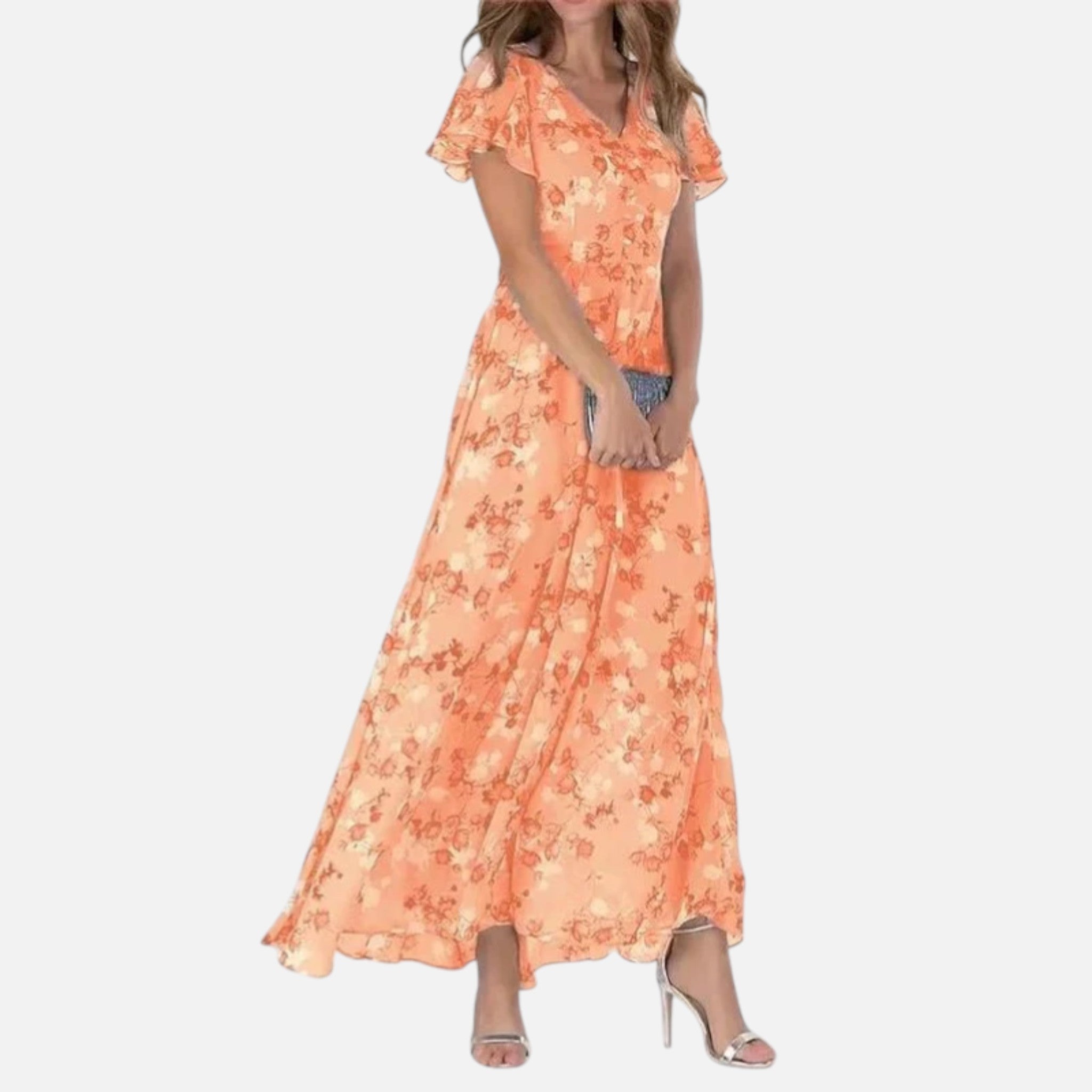 Monvaline | Women’s Floral Midi Dress Lightweight Breathable Slim Fit Elegant