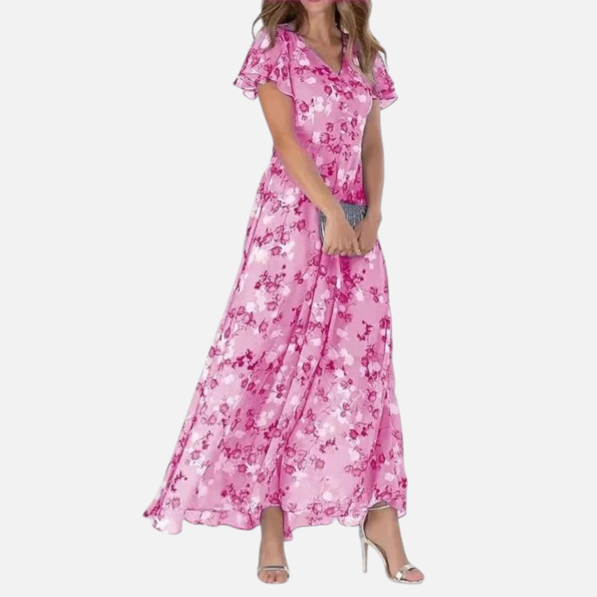 Monvaline | Women’s Floral Midi Dress Lightweight Breathable Slim Fit Elegant