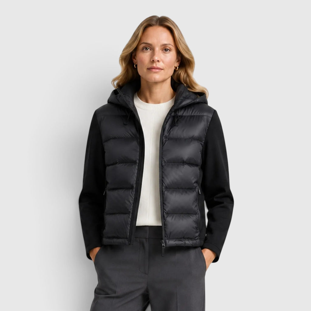 Monvaline | Women's Hooded Puffer Jacket – Fitted Zip-Up