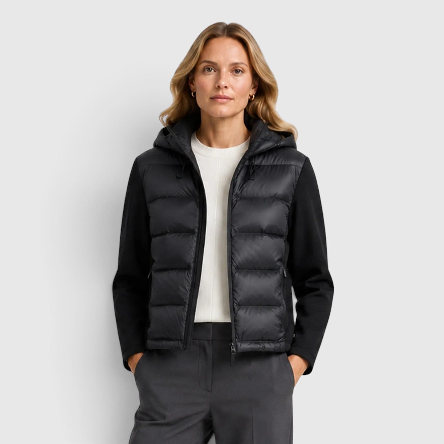 Monvaline | Women's Hooded Puffer Jacket – Fitted Zip-Up