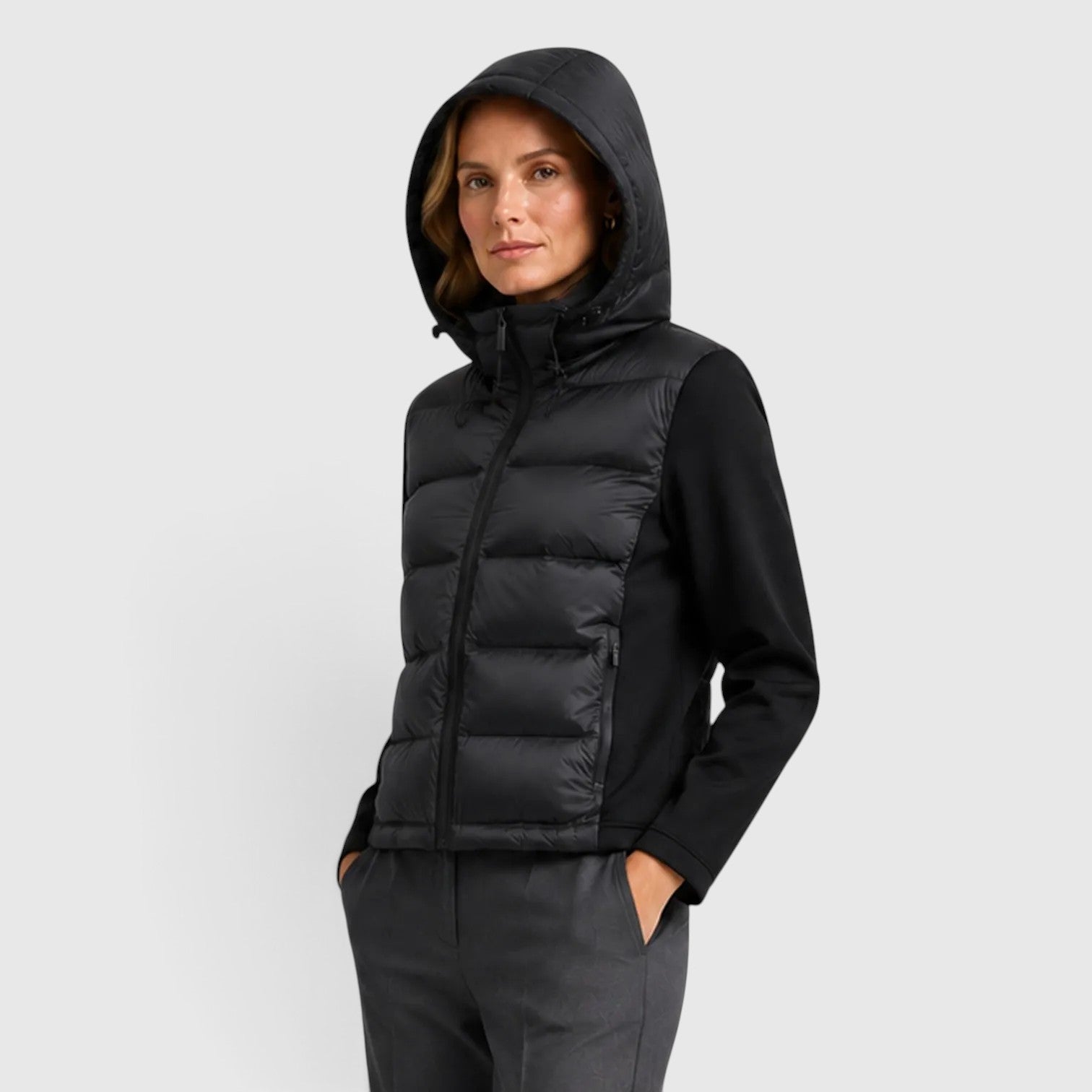 Monvaline | Women's Hooded Puffer Jacket – Fitted Zip-Up