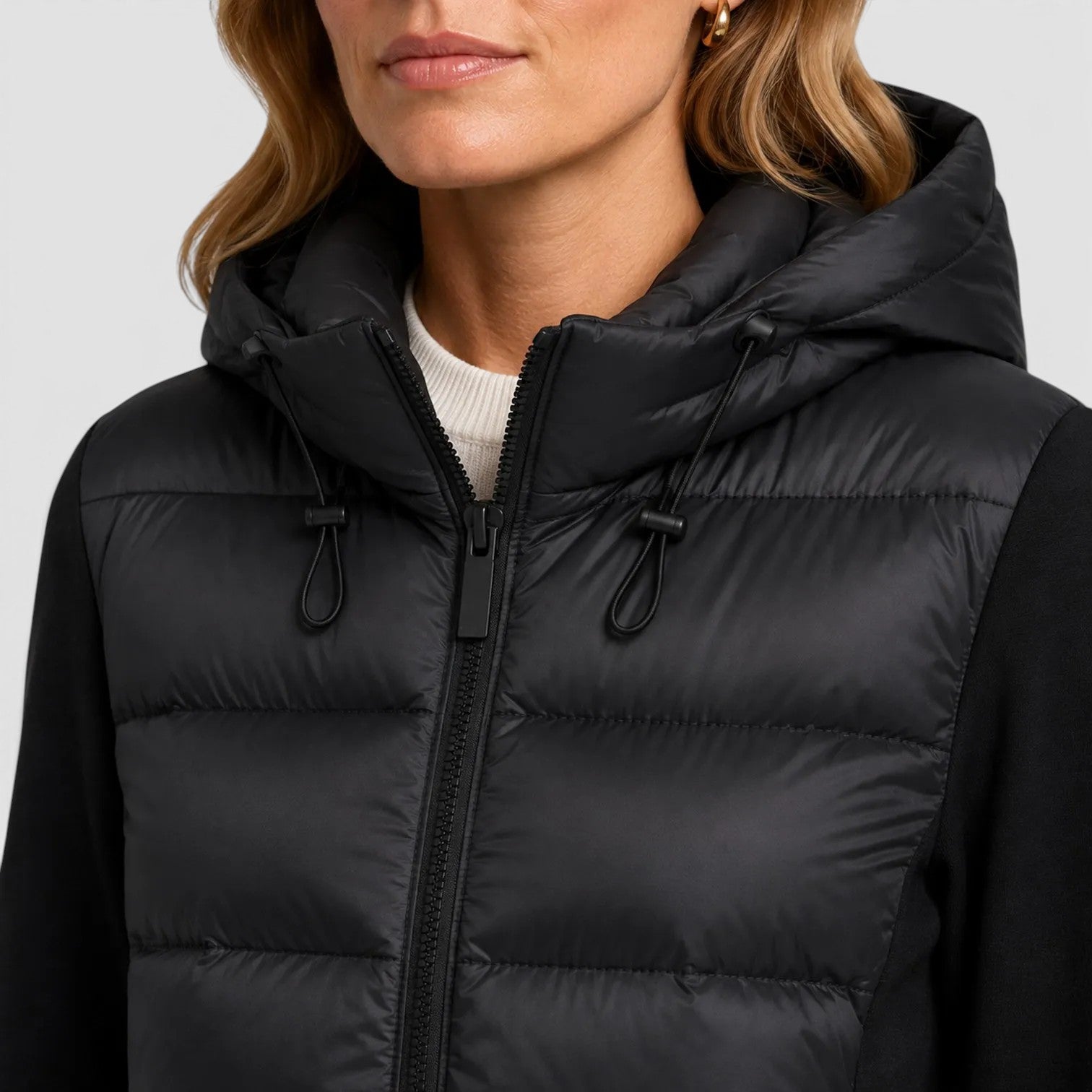 Monvaline | Women's Hooded Puffer Jacket – Fitted Zip-Up
