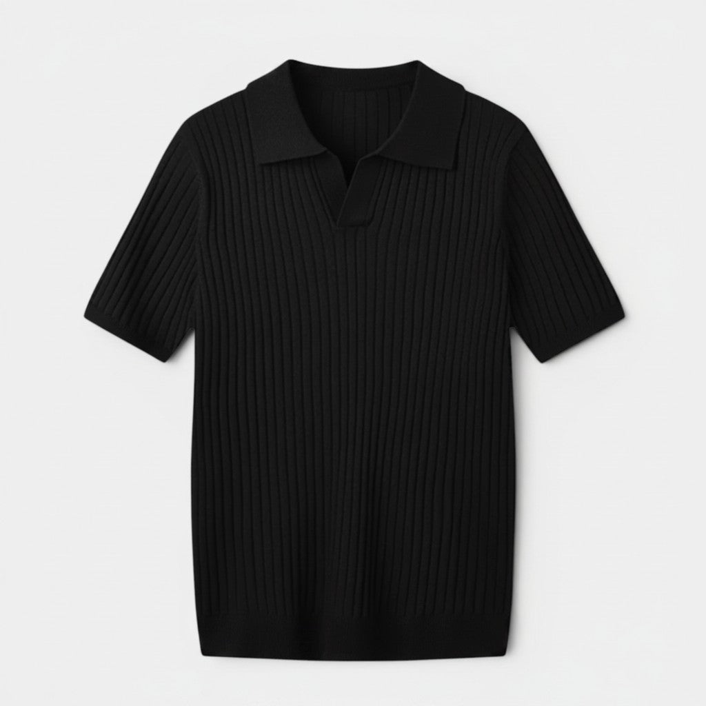 Monvaline | Men’s Slim Fit Knit Polo Shirt Lightweight Summer Casual Wear