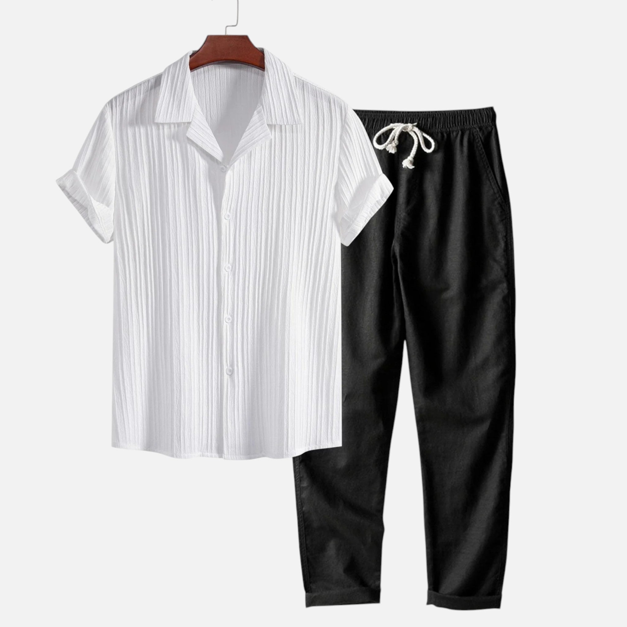 Monvaline | Men’s Linen Blend Co-Ord Set – Comfort Summer Relaxed Fit