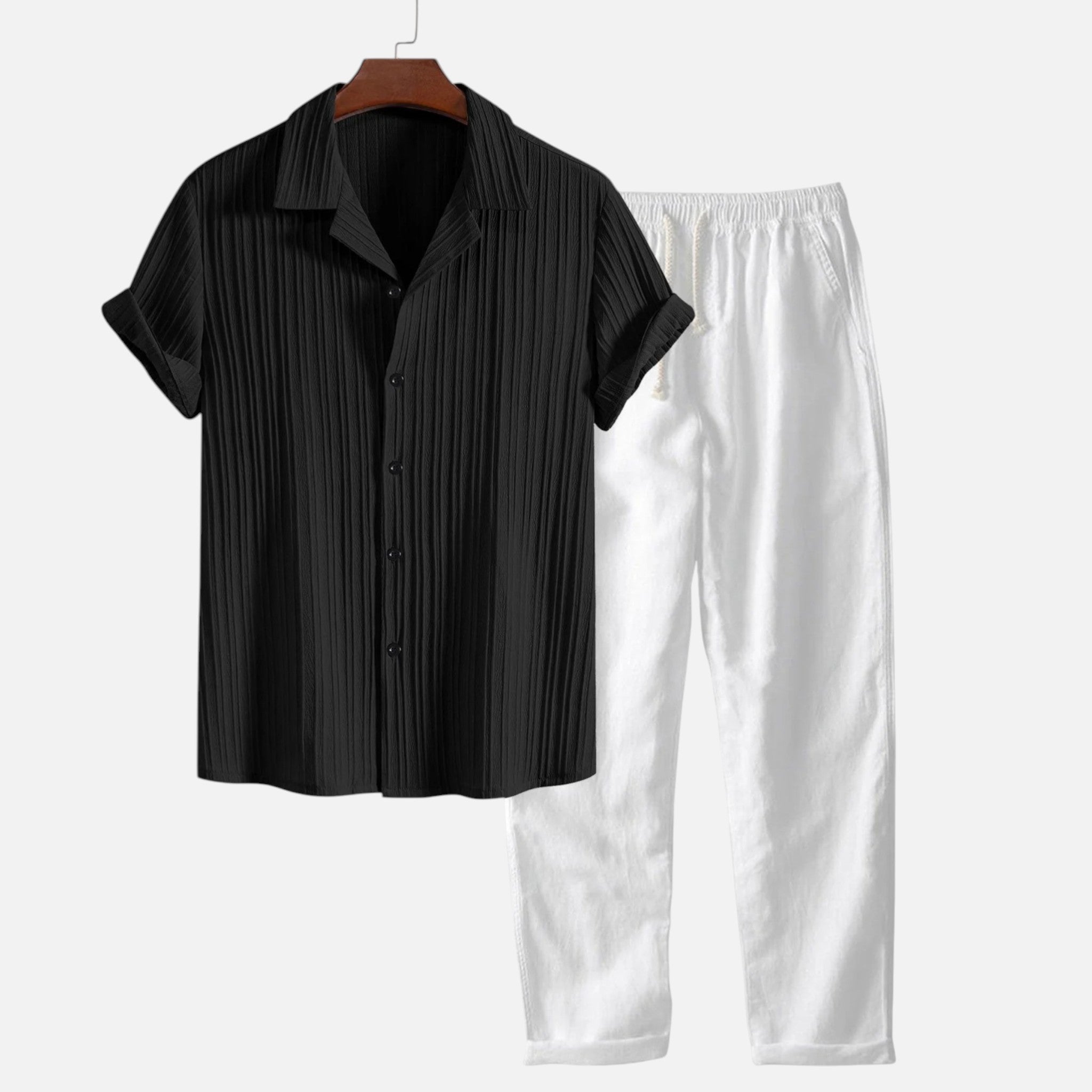 Monvaline | Men’s Linen Blend Co-Ord Set – Comfort Summer Relaxed Fit
