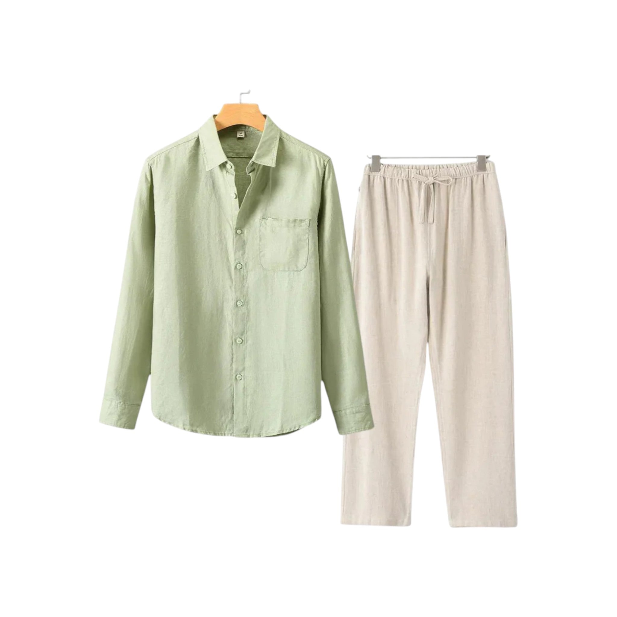 Monvaline | Men’s Linen Set Breathable Comfort Summer Relaxed Fit 2-Piece