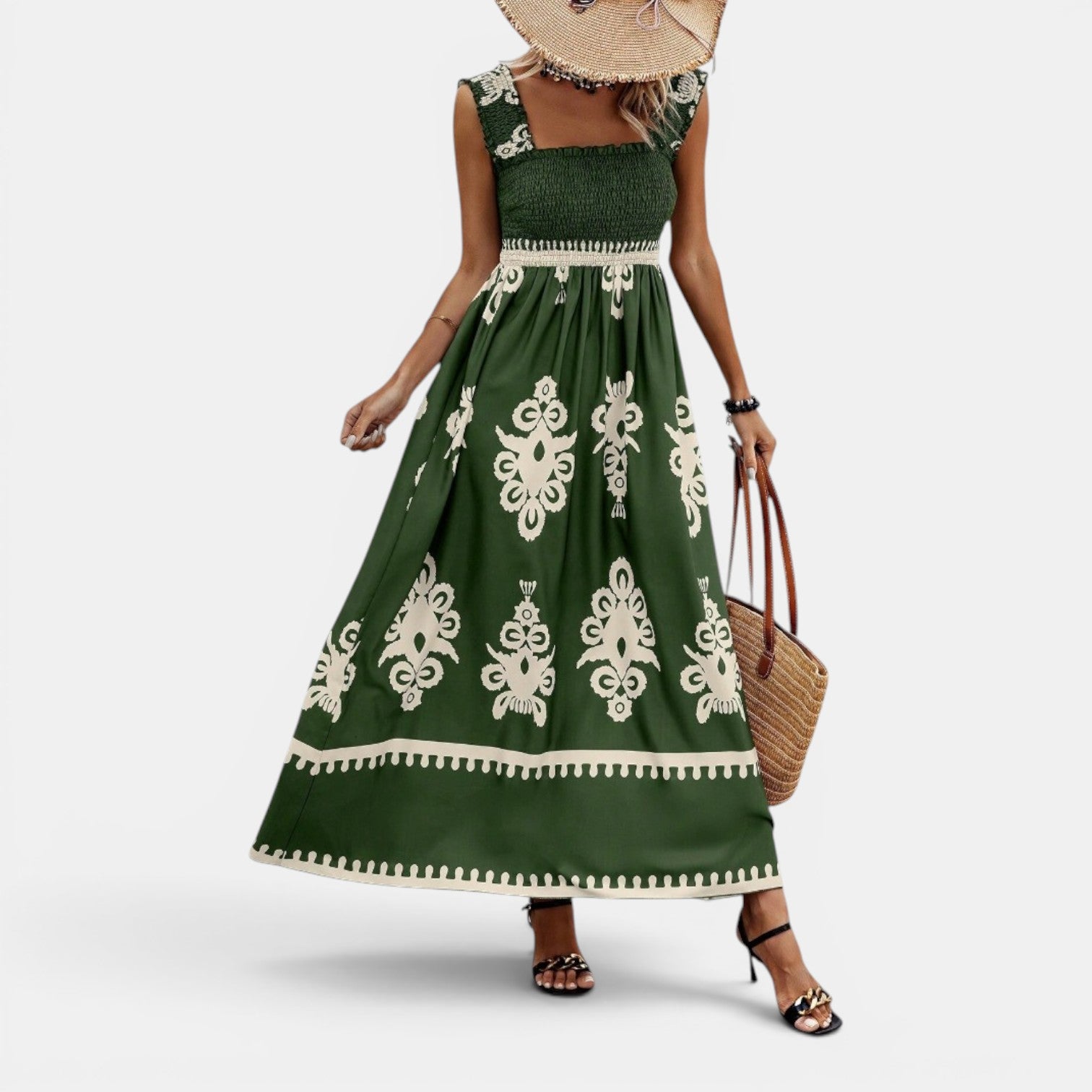 Monvaline | Women’s Cross-Front Printed Midi Dress
