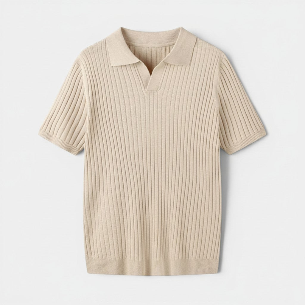 Monvaline | Men’s Slim Fit Knit Polo Shirt Lightweight Summer Casual Wear