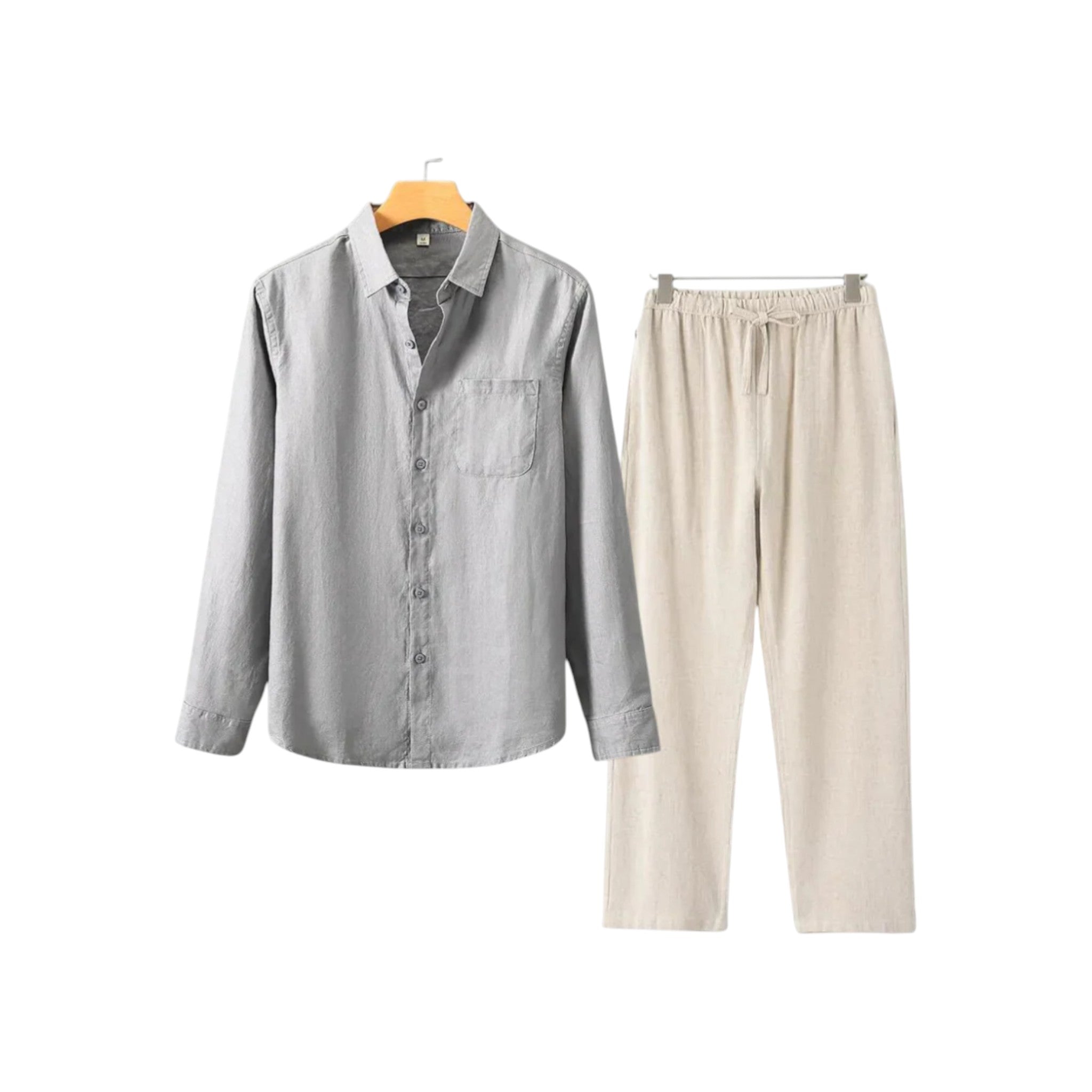 Monvaline | Men’s Linen Set Breathable Comfort Summer Relaxed Fit 2-Piece