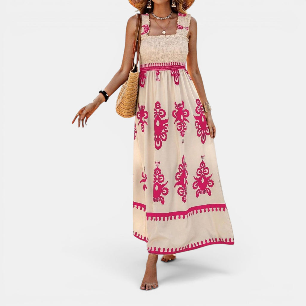 Monvaline | Women’s Cross-Front Printed Midi Dress