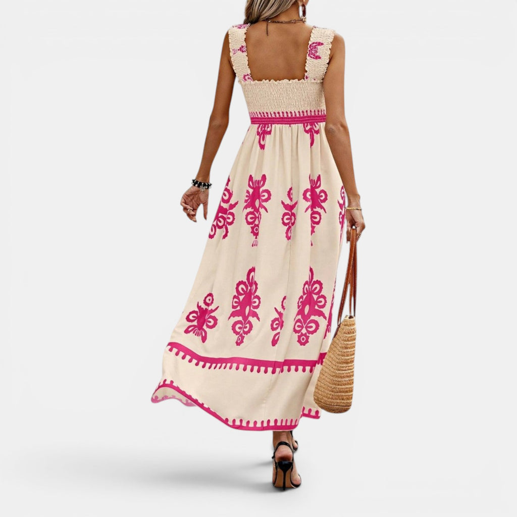 Monvaline | Women’s Cross-Front Printed Midi Dress