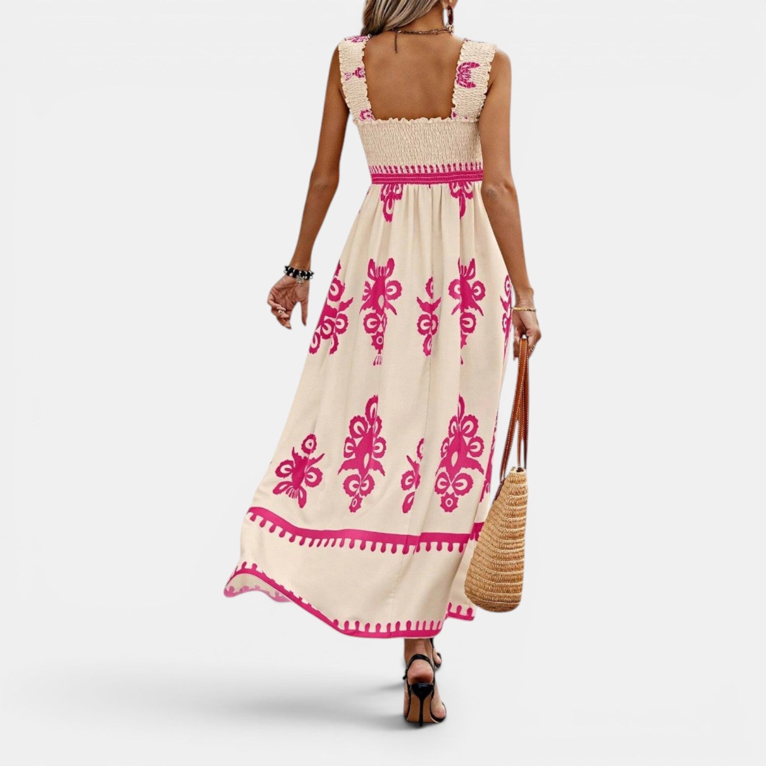 Monvaline | Women’s Cross-Front Printed Midi Dress