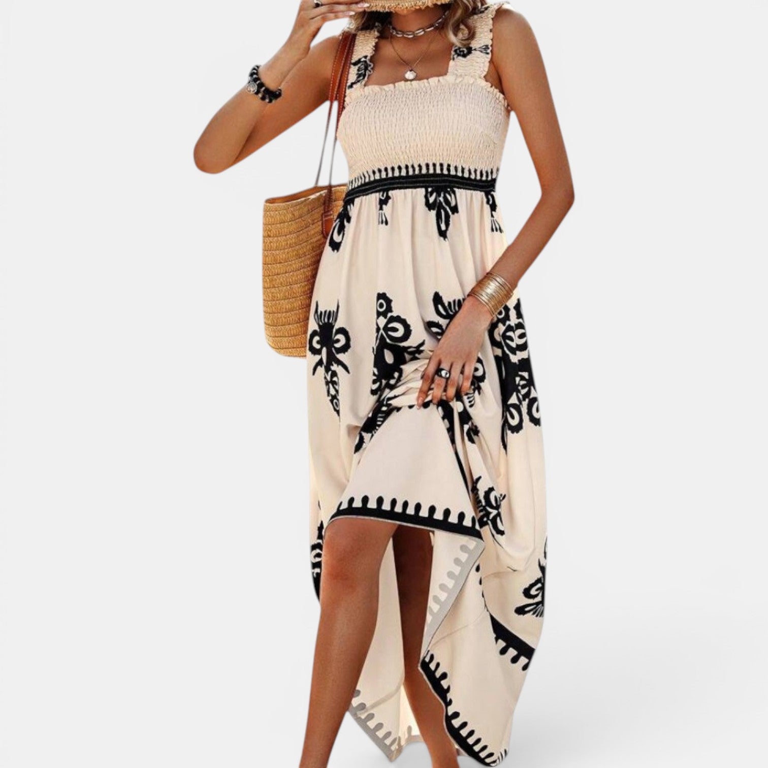 Monvaline | Women’s Cross-Front Printed Midi Dress