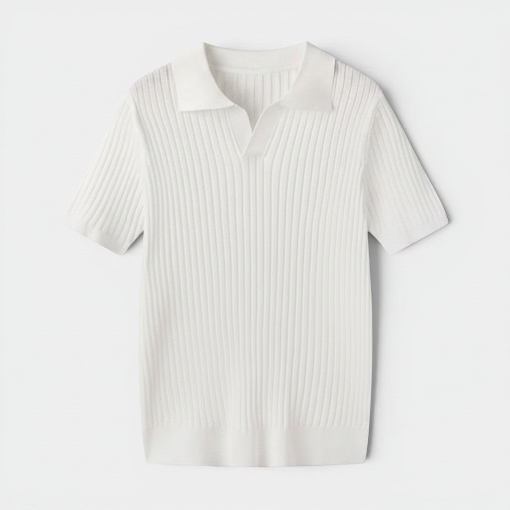 Monvaline | Men’s Slim Fit Knit Polo Shirt Lightweight Summer Casual Wear