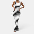 Monvaline | Women’s Striped Sleeveless Maxi Dress