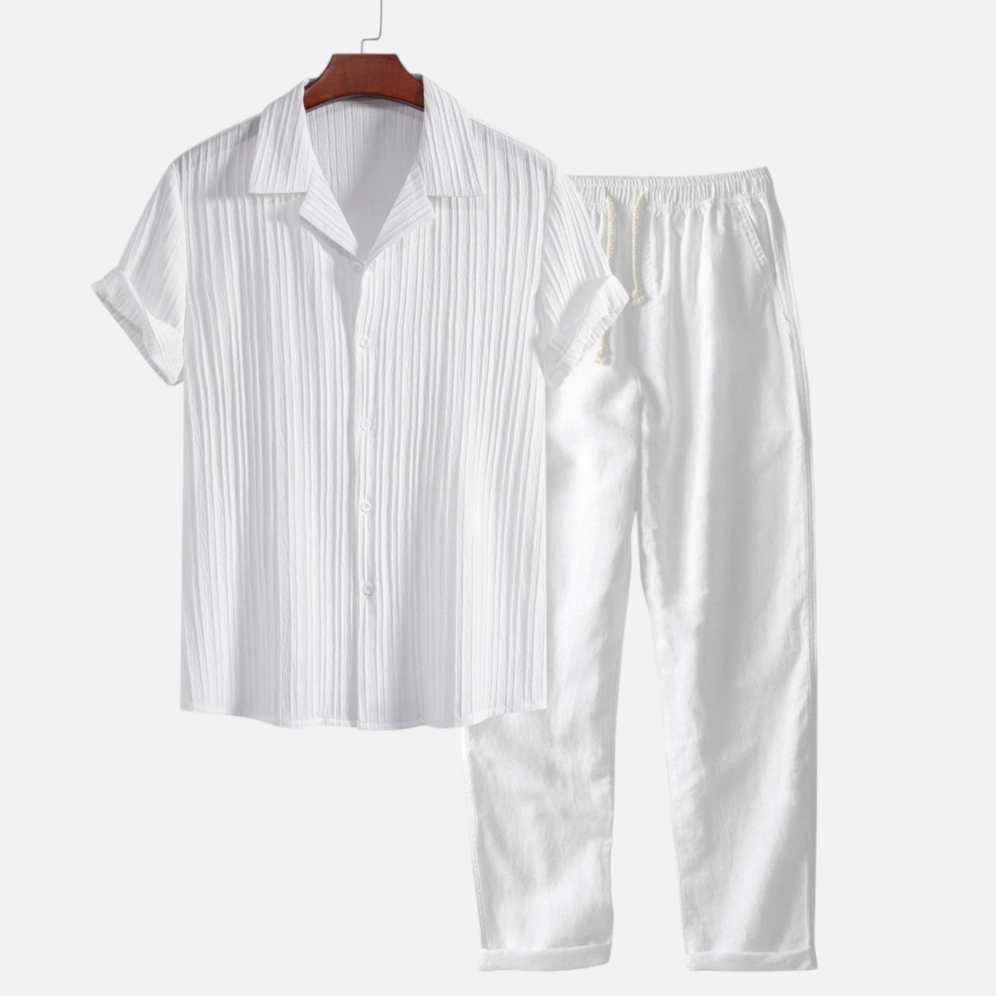 Monvaline | Men’s Linen Blend Co-Ord Set – Comfort Summer Relaxed Fit