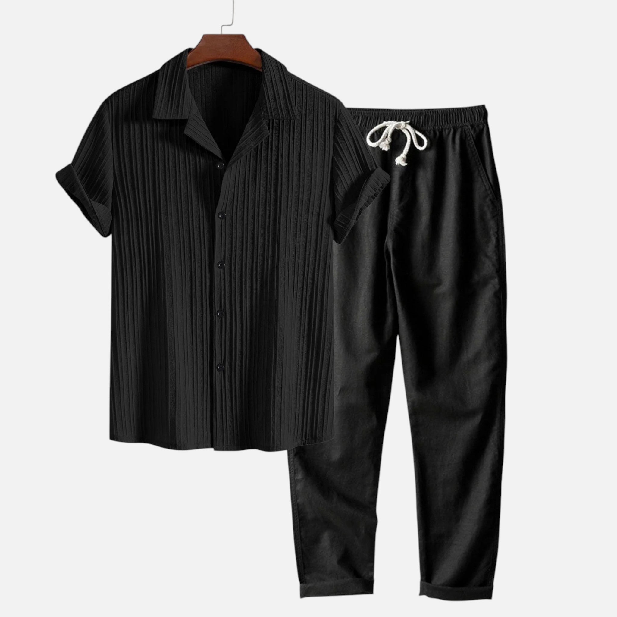 Monvaline | Men’s Linen Blend Co-Ord Set – Comfort Summer Relaxed Fit