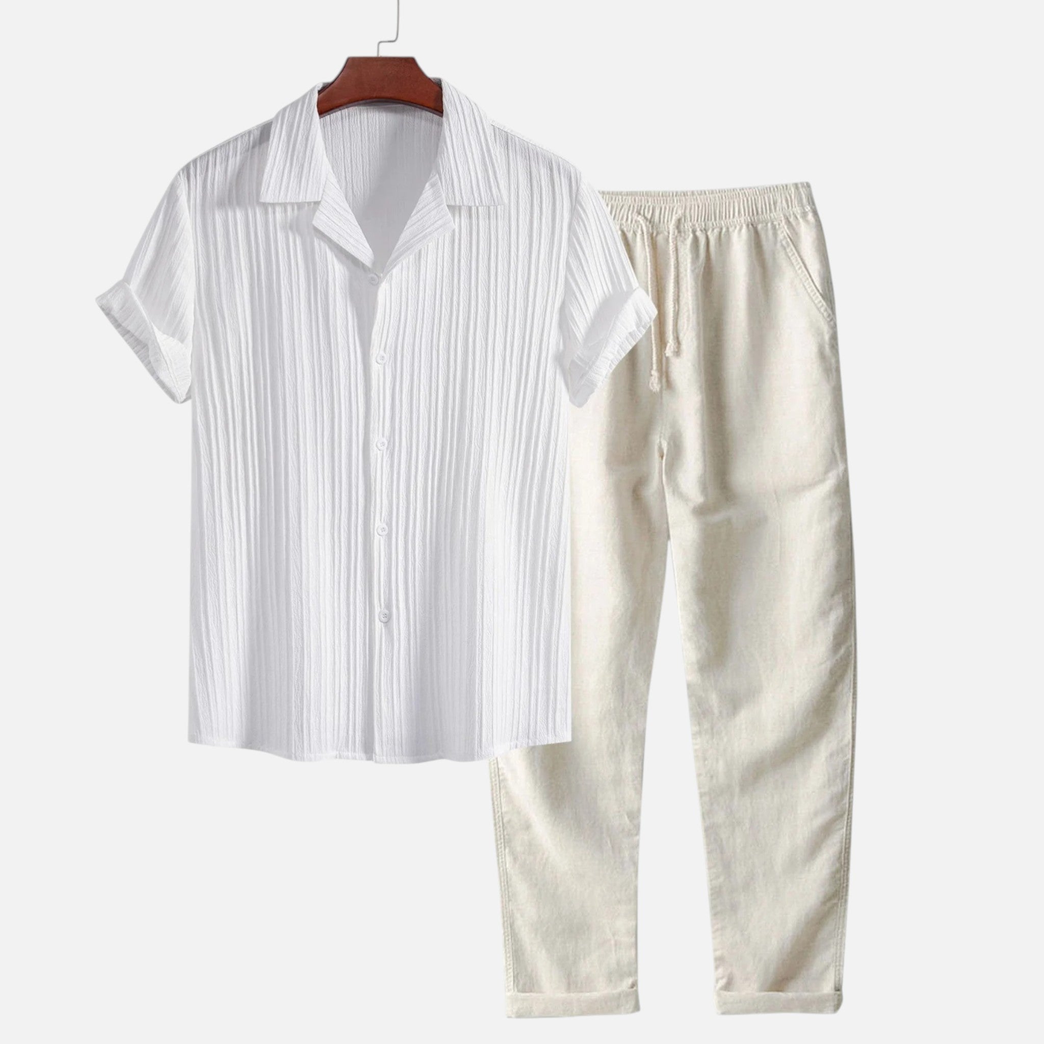 Monvaline | Men’s Linen Blend Co-Ord Set – Comfort Summer Relaxed Fit