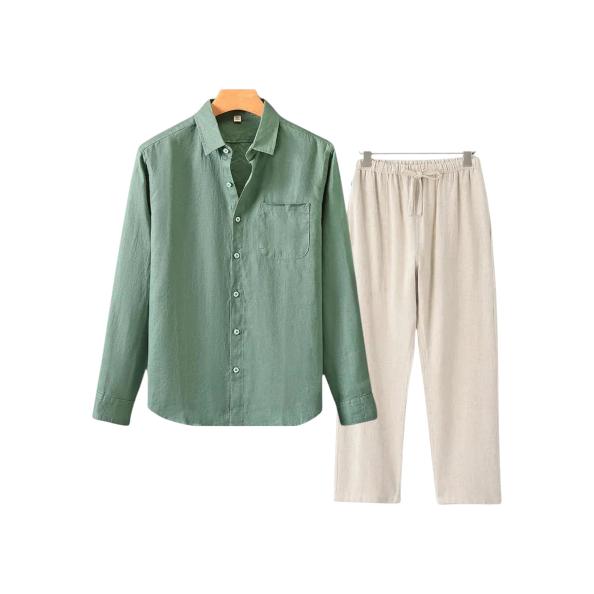 Monvaline | Men’s Linen Set Breathable Comfort Summer Relaxed Fit 2-Piece