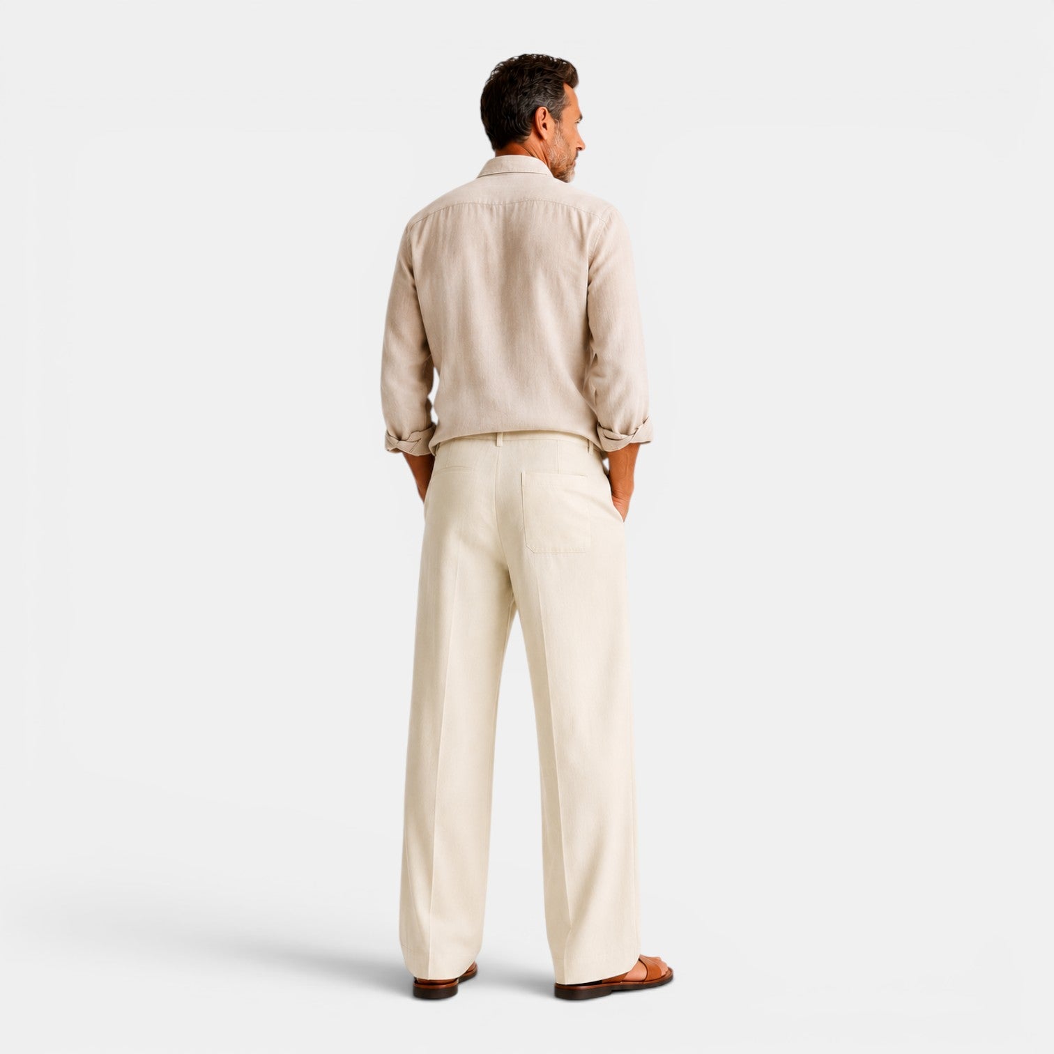 Monvaline | Men's Wide Leg Pants with Pockets – Casual Drawstring Trousers