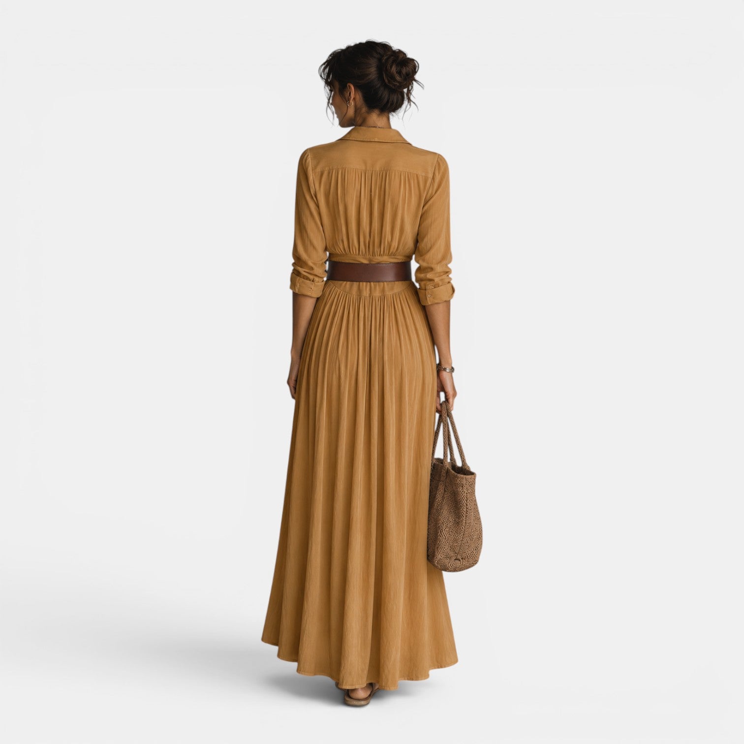 Monvaline | Women's Elegant Pleated Maxi Dress for Weddings & Special Occasions