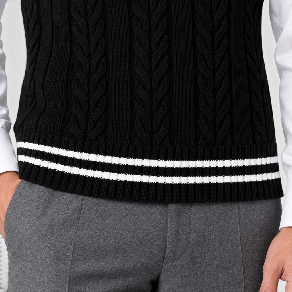Men's Cable Knit Sweater Vest – V-Neck Regular Fit
