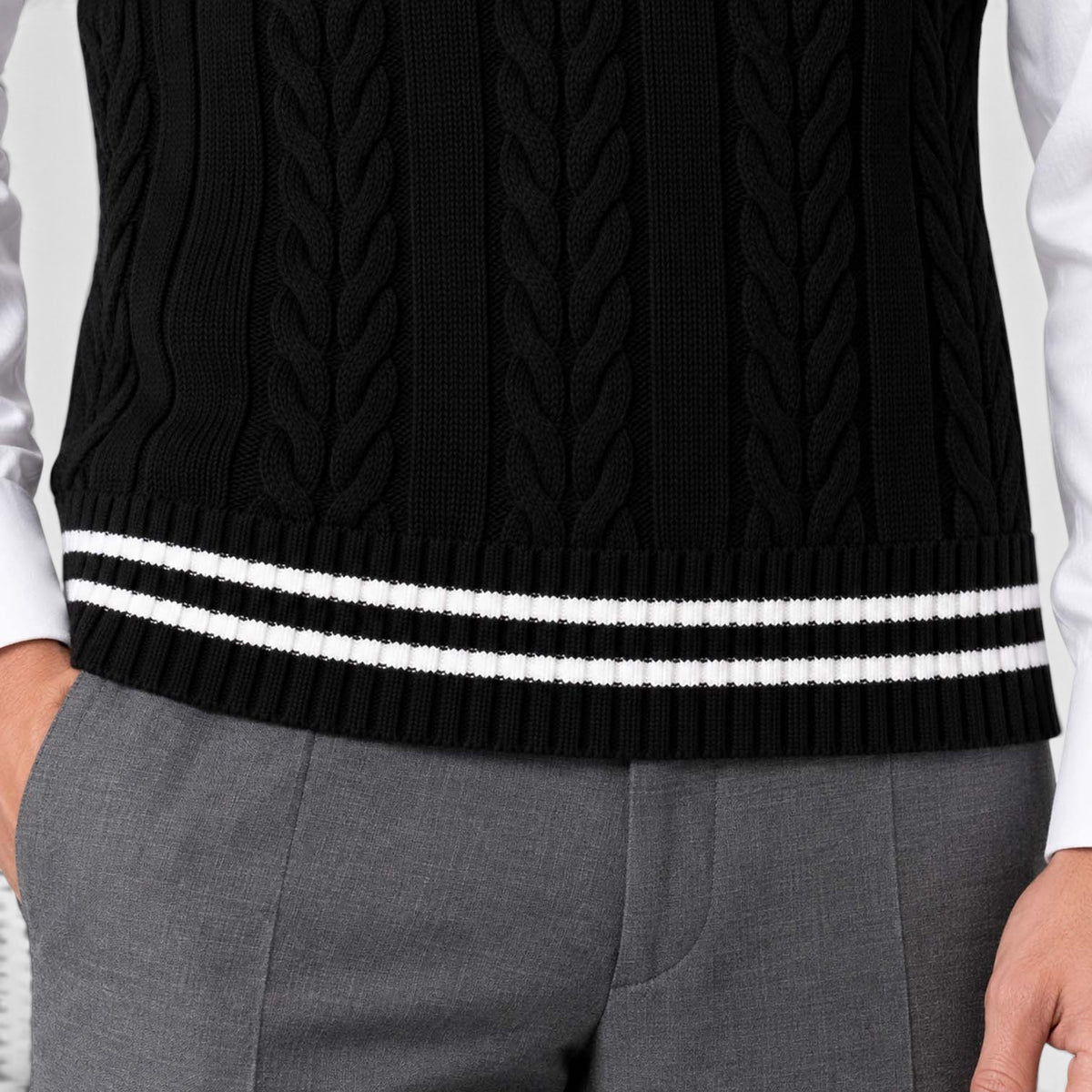 Men's Cable Knit Sweater Vest – V-Neck Regular Fit