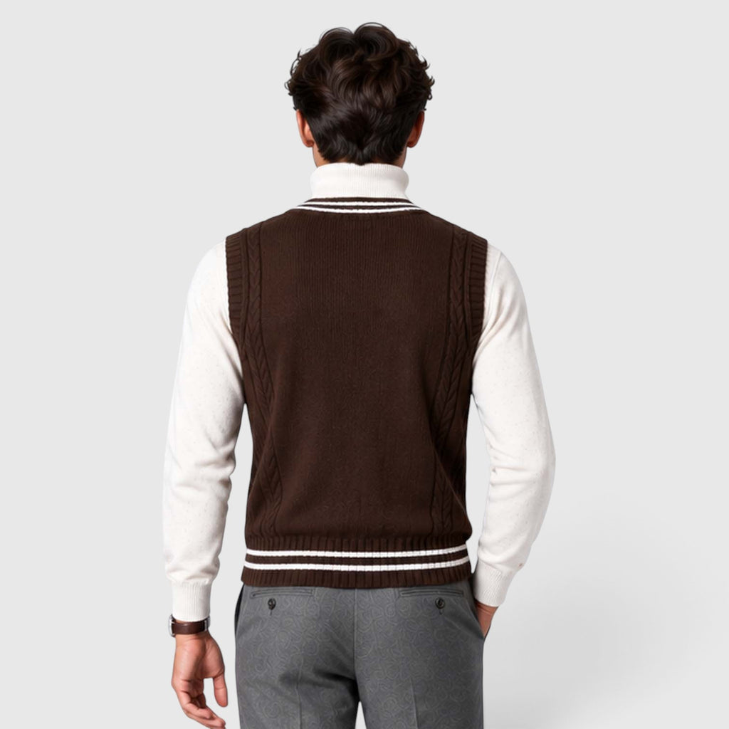Men's Cable Knit Sweater Vest – V-Neck Regular Fit