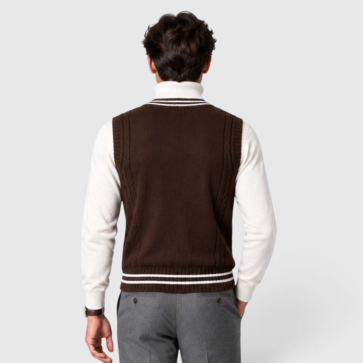Men's Cable Knit Sweater Vest – V-Neck Regular Fit