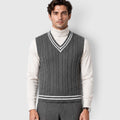 Men's Cable Knit Sweater Vest – V-Neck Regular Fit
