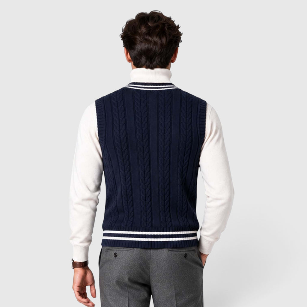 Men's Cable Knit Sweater Vest – V-Neck Regular Fit