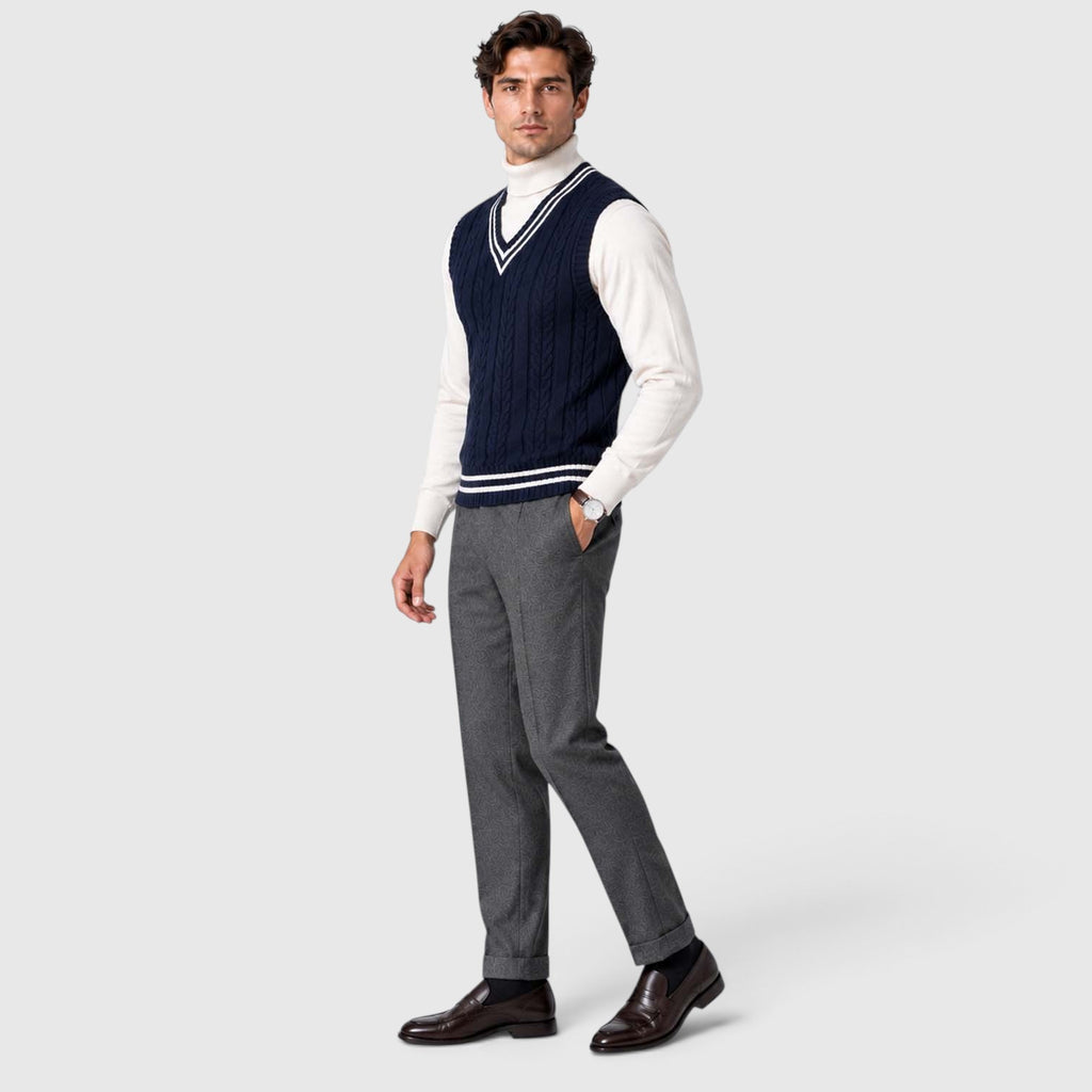 Men's Cable Knit Sweater Vest – V-Neck Regular Fit