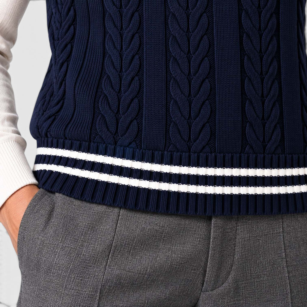 Men's Cable Knit Sweater Vest – V-Neck Regular Fit