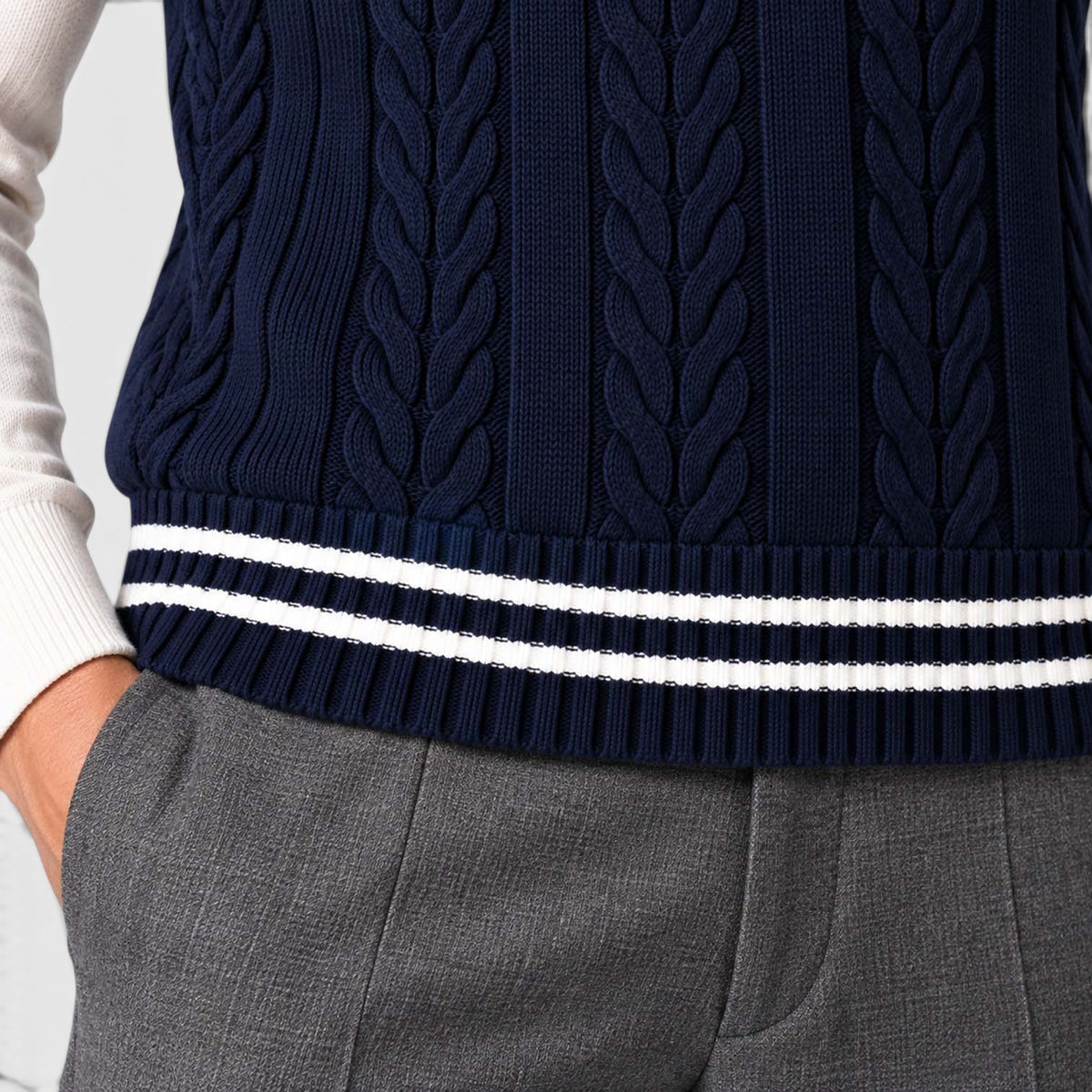 Men's Cable Knit Sweater Vest – V-Neck Regular Fit