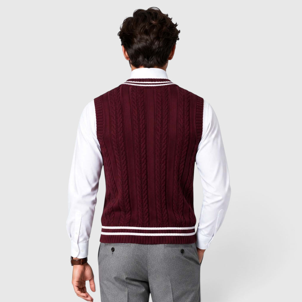 Men's Cable Knit Sweater Vest – V-Neck Regular Fit