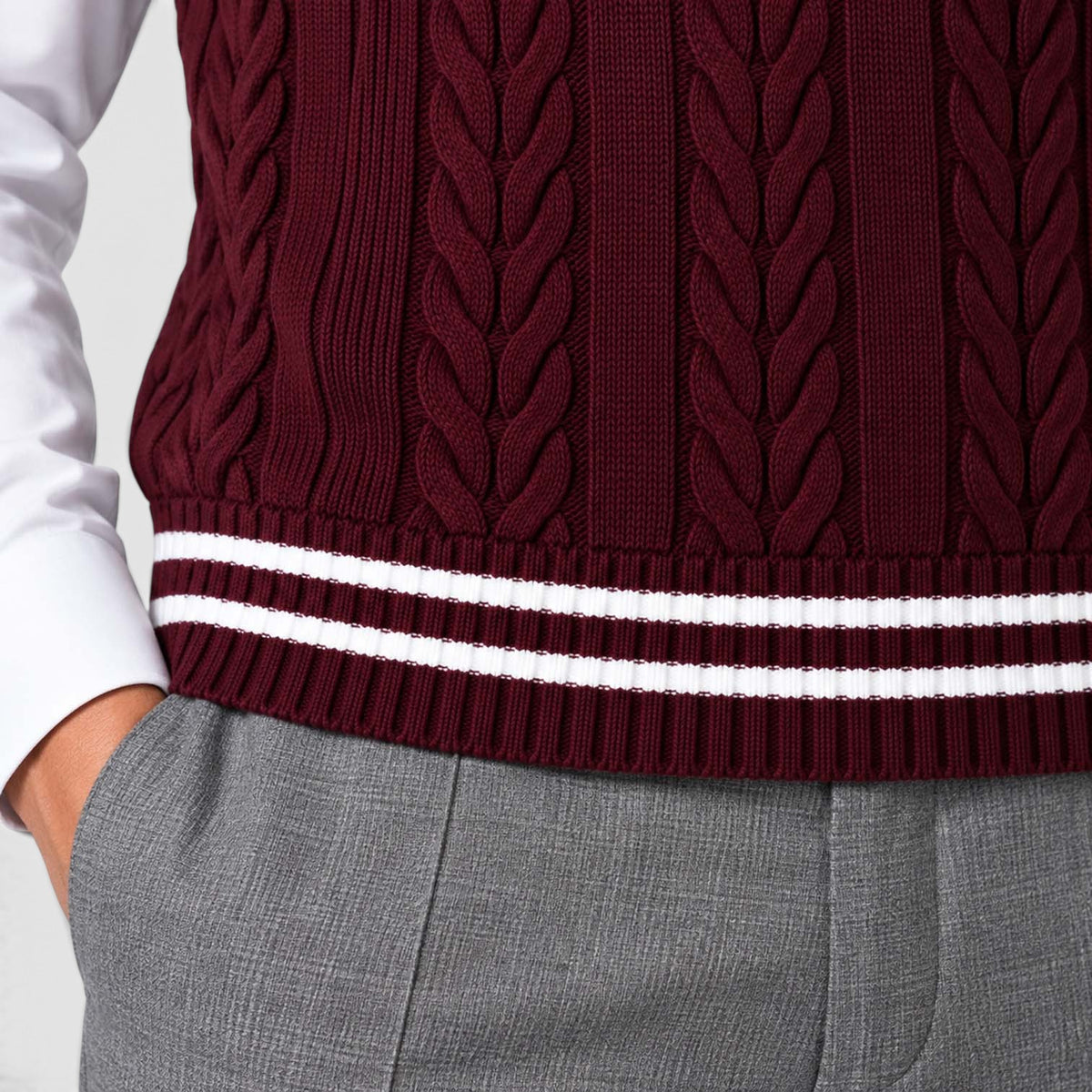 Men's Cable Knit Sweater Vest – V-Neck Regular Fit