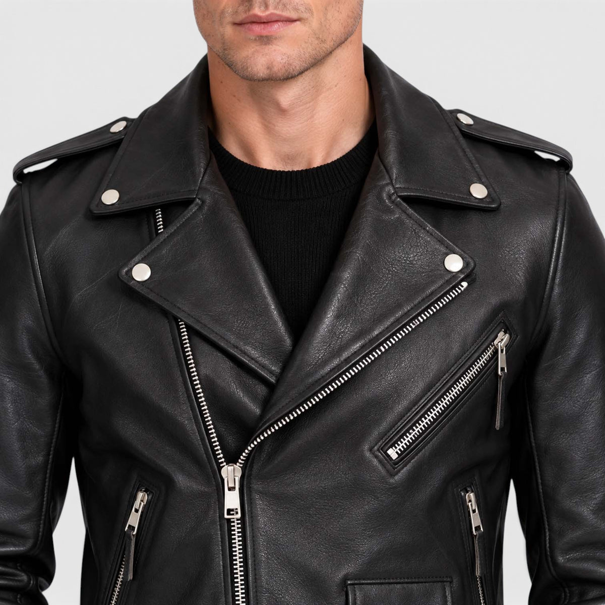 Men's Genuine Cowhide Leather Jacket | Classic Durable Biker Outerwear
