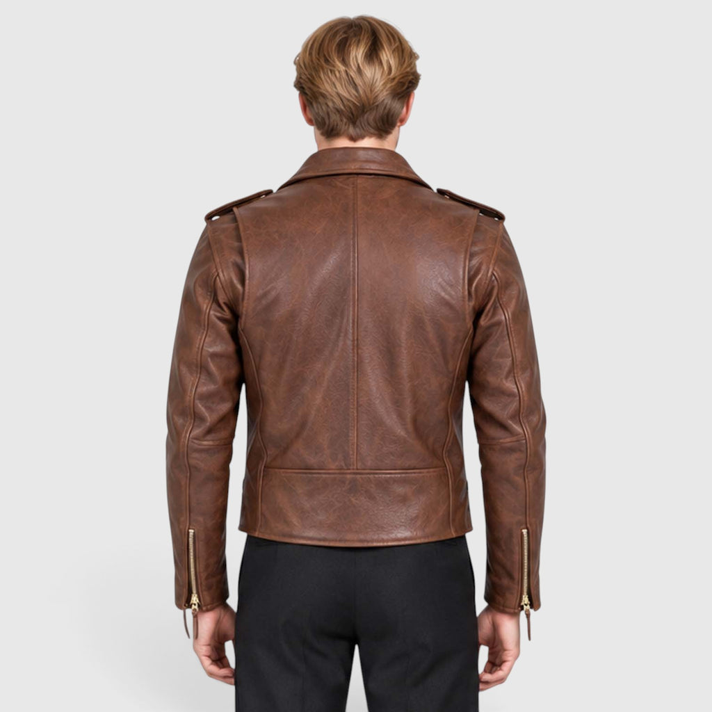 Men's Genuine Cowhide Leather Jacket | Classic Durable Biker Outerwear