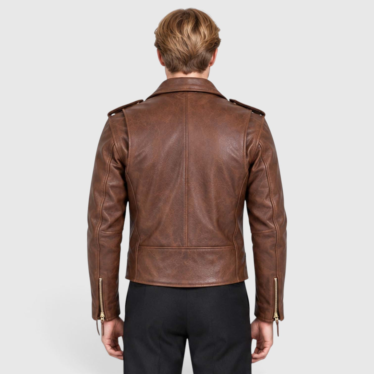 Men's Genuine Cowhide Leather Jacket | Classic Durable Biker Outerwear