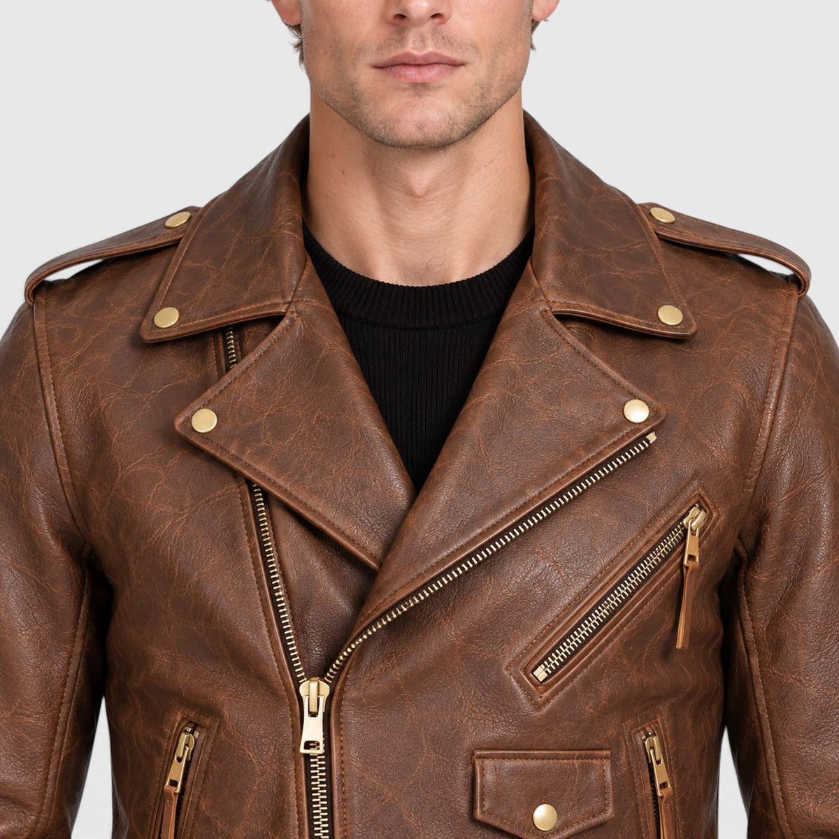 Men's Genuine Cowhide Leather Jacket | Classic Durable Biker Outerwear