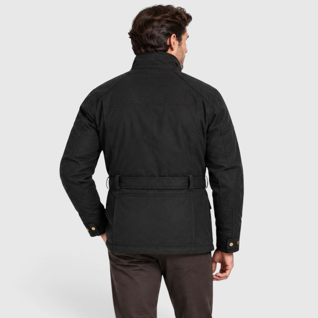 Men's Premium Waxed Cotton Motorcycle Jacket | Stylish Waterproof Biker Coat