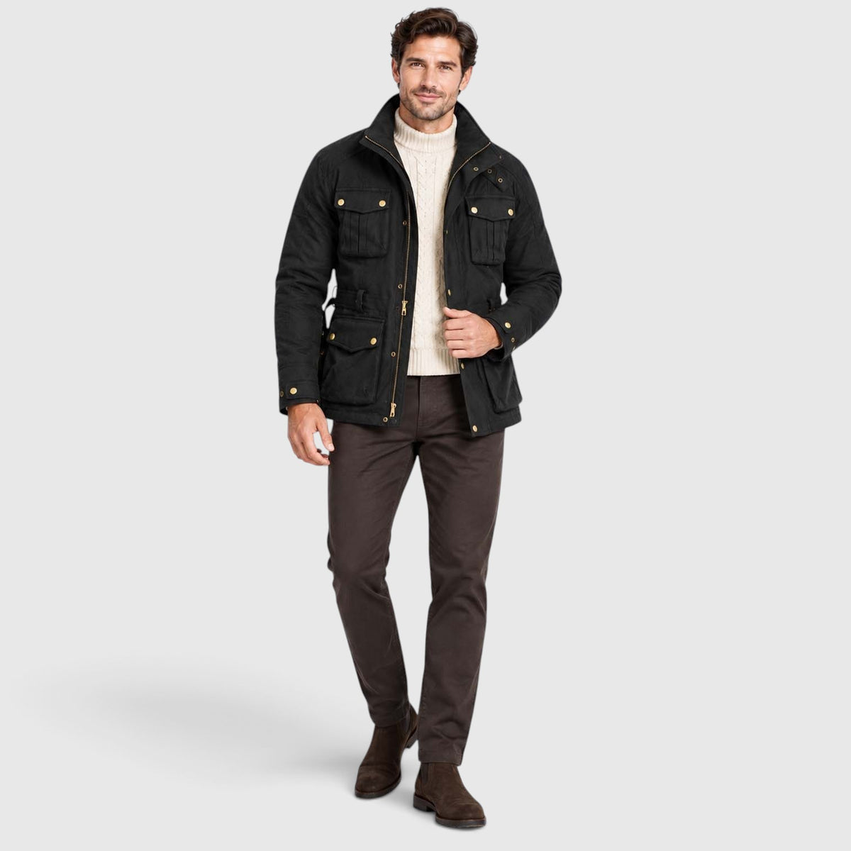 Men's Premium Waxed Cotton Motorcycle Jacket | Stylish Waterproof Biker Coat