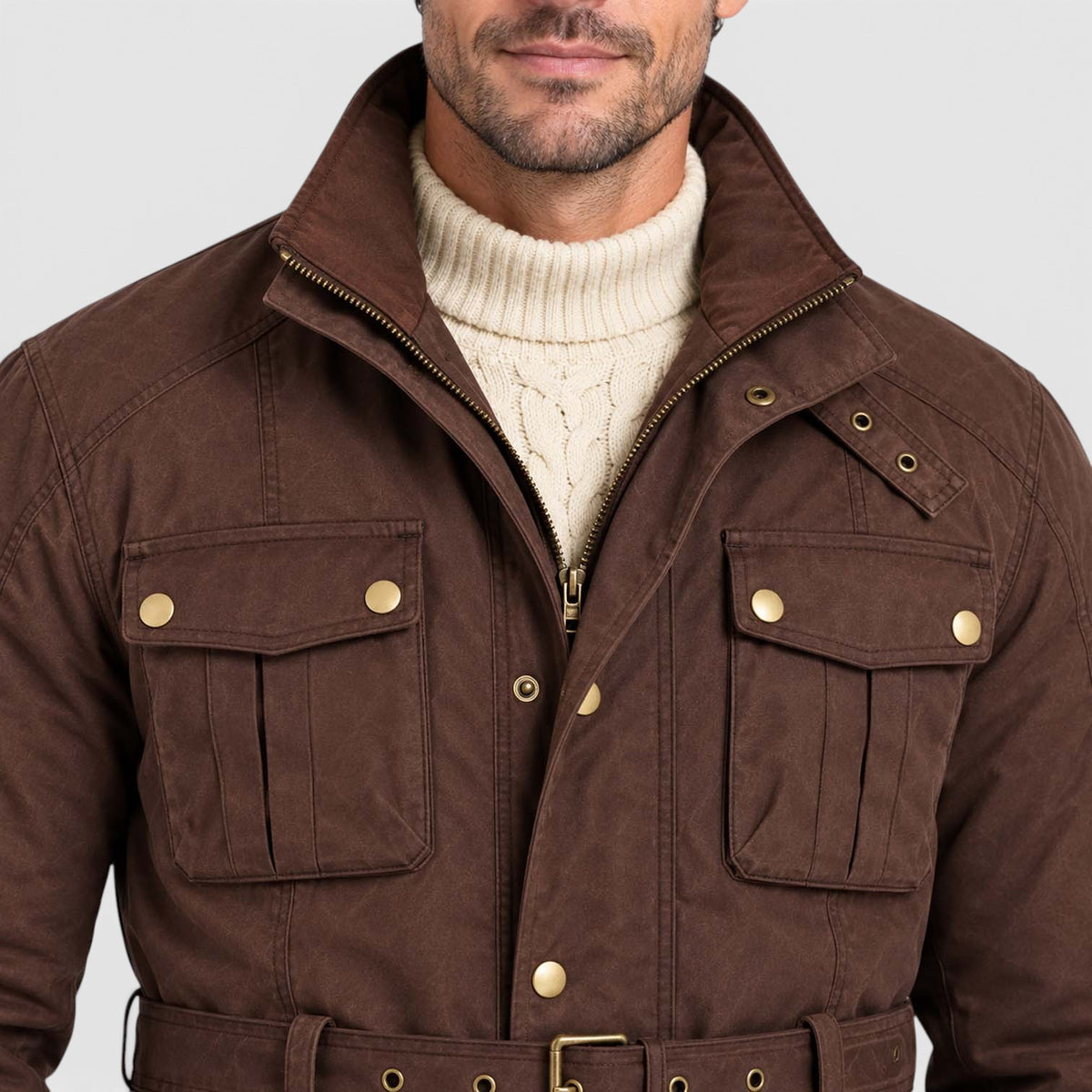 Men's Premium Waxed Cotton Motorcycle Jacket | Stylish Waterproof Biker Coat