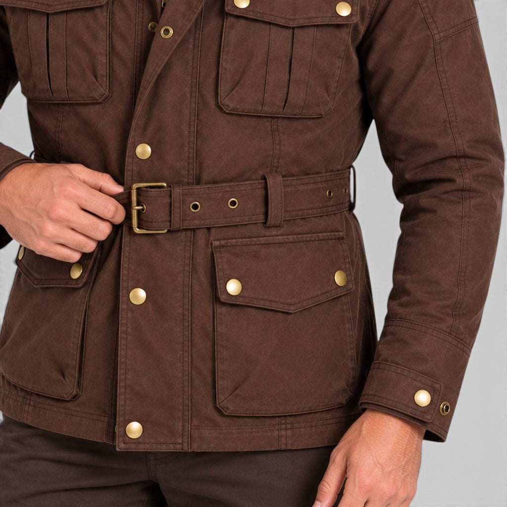 Men's Premium Waxed Cotton Motorcycle Jacket | Stylish Waterproof Biker Coat
