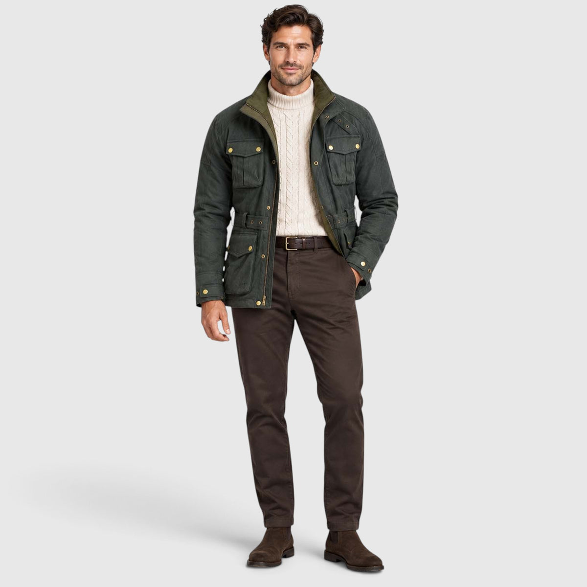 Men's Premium Waxed Cotton Motorcycle Jacket | Stylish Waterproof Biker Coat