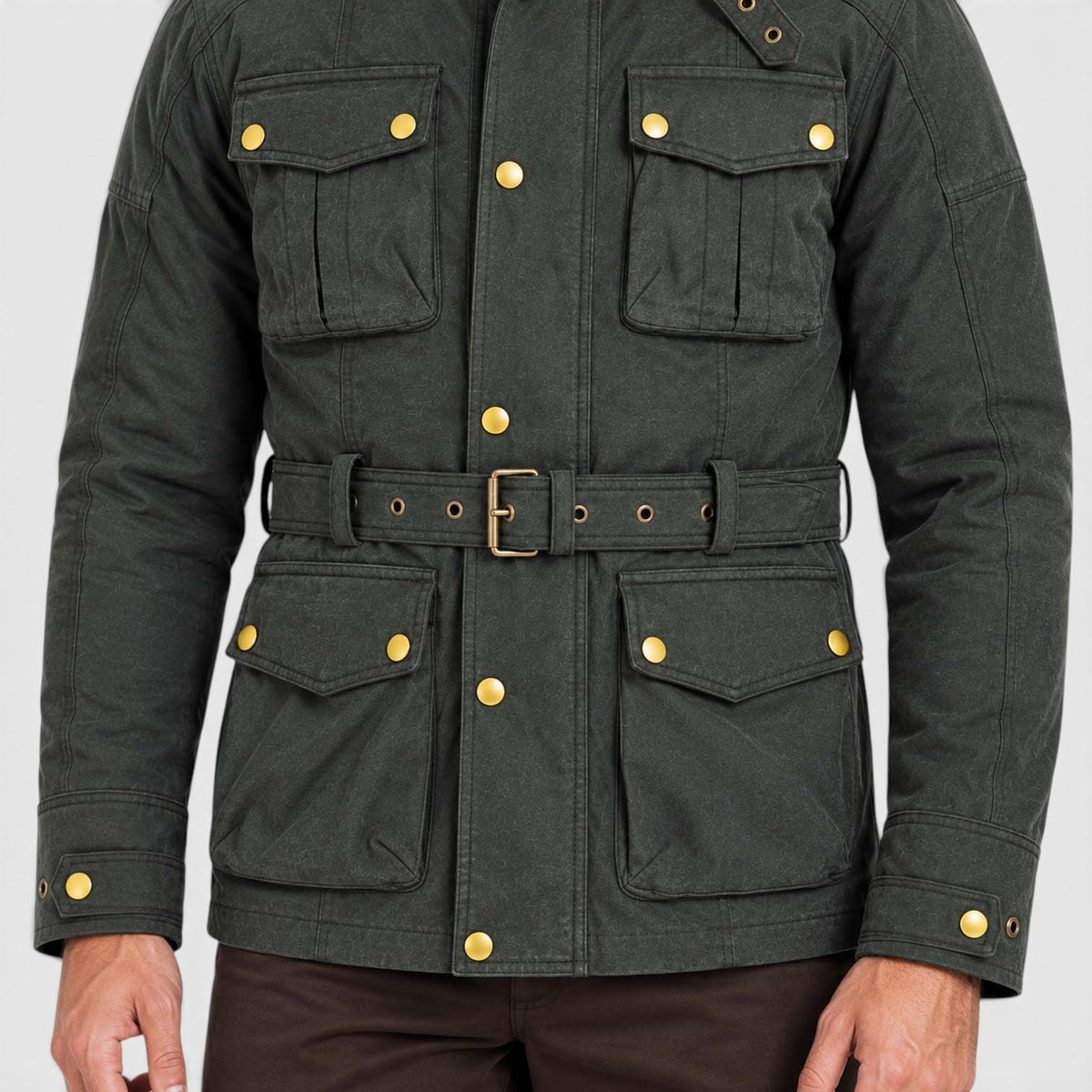 Men's Premium Waxed Cotton Motorcycle Jacket | Stylish Waterproof Biker Coat