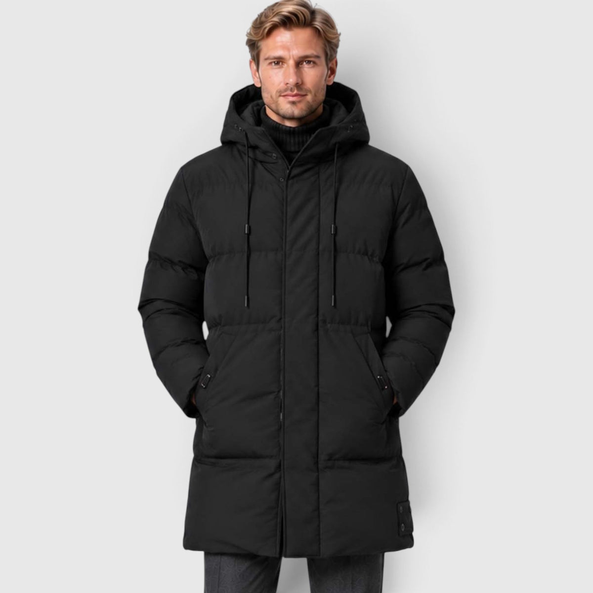 Monvaline | Men's Warm Hooded Parka – Longline Padded Winter Jacket