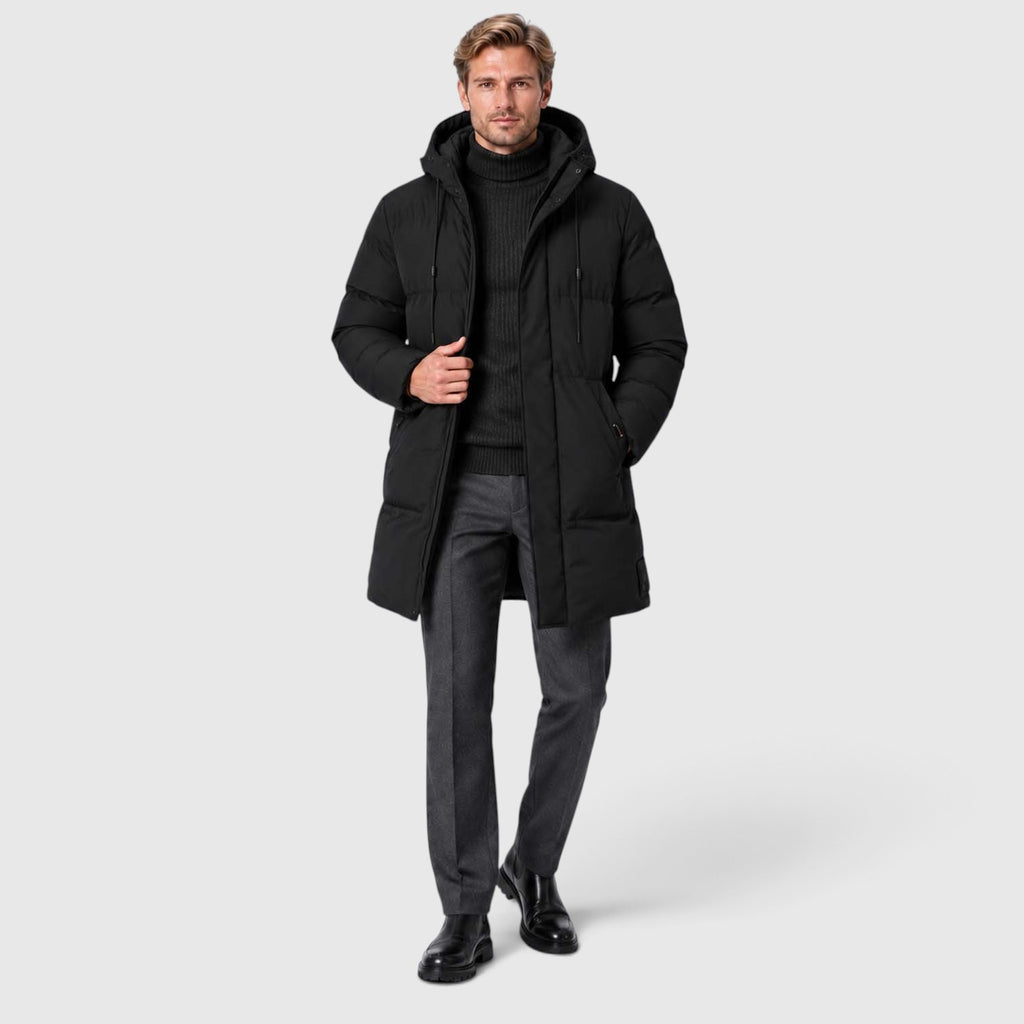 Men's Warm Hooded Parka – Longline Padded Winter Jacket