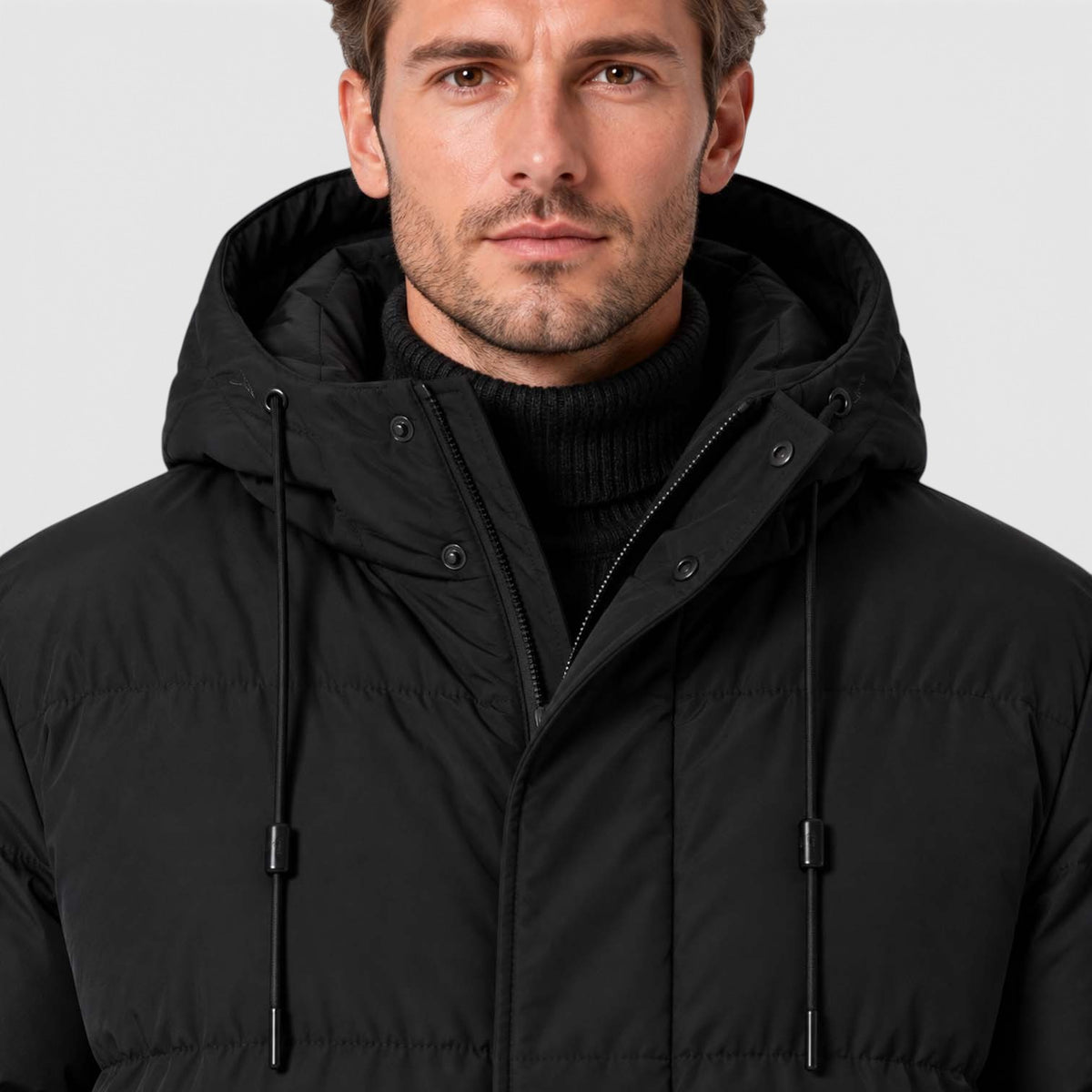Men's Warm Hooded Parka – Longline Padded Winter Jacket