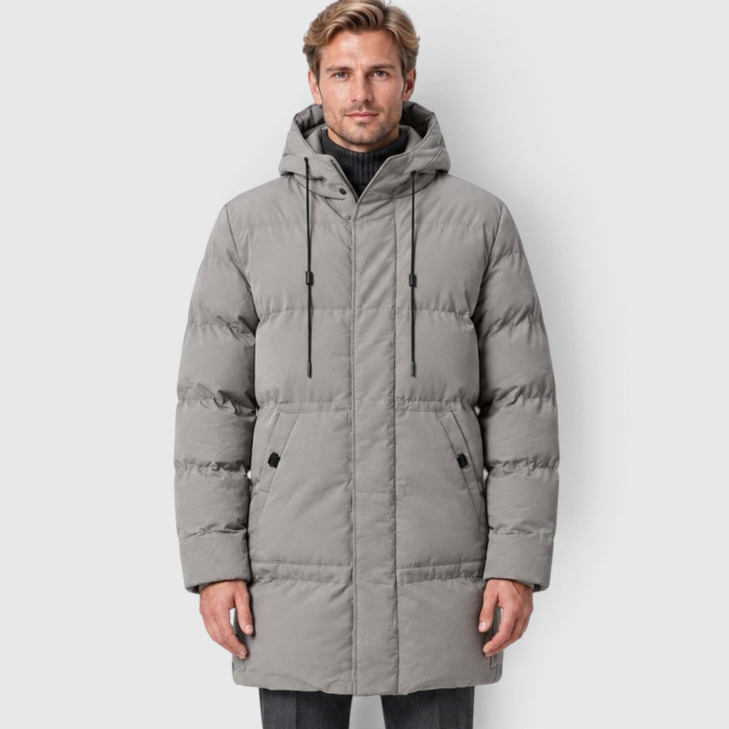 Men's Warm Hooded Parka – Longline Padded Winter Jacket